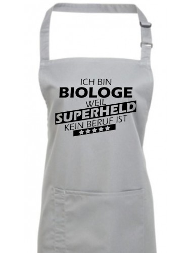 Kochschürze, Ich bin Biologe, weil Superheld kein Beruf ist, Farbe silver