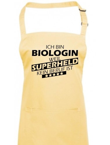 Kochschürze, Ich bin Biologin, weil Superheld kein Beruf ist, Farbe lemon