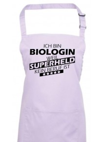 Kochschürze, Ich bin Biologin, weil Superheld kein Beruf ist, Farbe lilac