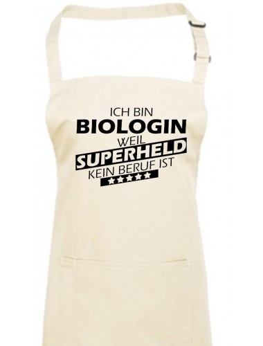 Kochschürze, Ich bin Biologin, weil Superheld kein Beruf ist, Farbe natur