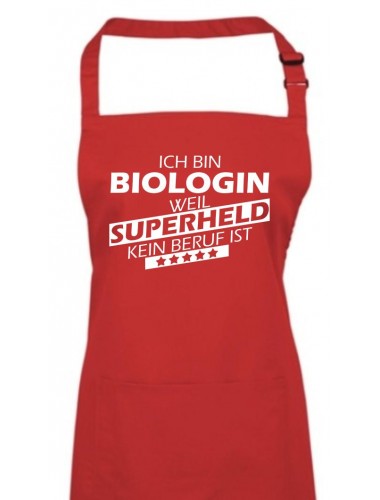 Kochschürze, Ich bin Biologin, weil Superheld kein Beruf ist, Farbe rot