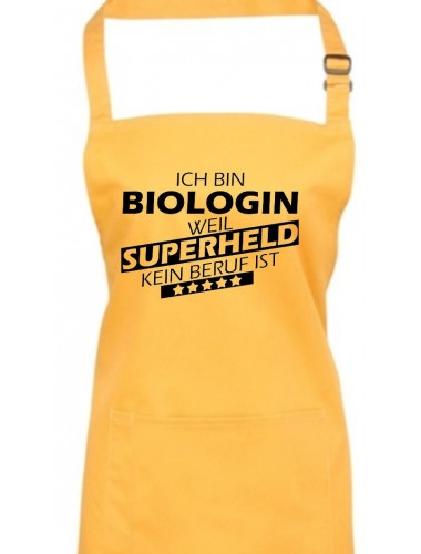 Kochschürze, Ich bin Biologin, weil Superheld kein Beruf ist, Farbe sunflower