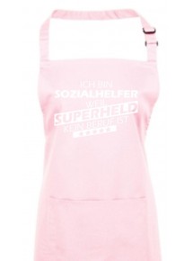 Kochschürze, Ich bin Sozialhelfer, weil Superheld kein Beruf ist, Farbe pink