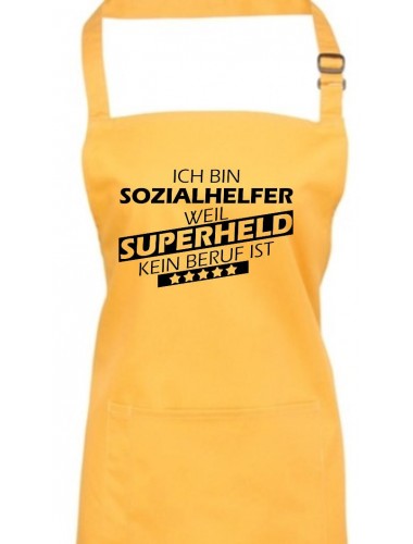 Kochschürze, Ich bin Sozialhelfer, weil Superheld kein Beruf ist, Farbe sunflower