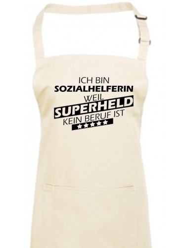 Kochschürze, Ich bin Sozialhelferin, weil Superheld kein Beruf ist, Farbe natur