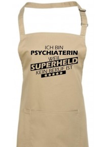 Kochschürze, Ich bin Psychiaterin, weil Superheld kein Beruf ist, Farbe khaki