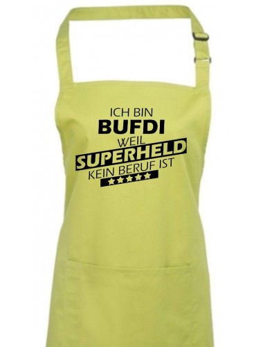 Kochschürze, Ich bin BUFDI, weil Superheld kein Beruf ist, Farbe lime