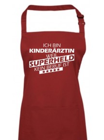 Kochschürze, Ich bin Kinderärztin, weil Superheld kein Beruf ist, Farbe burgundy