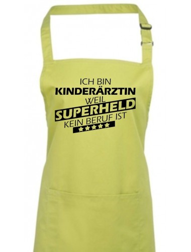 Kochschürze, Ich bin Kinderärztin, weil Superheld kein Beruf ist, Farbe lime