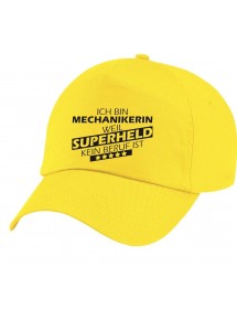 Basecap Original 5-Panel Cap, Ich bin Mechanikerin, weil Superheld kein Beruf ist, Farbe gelb