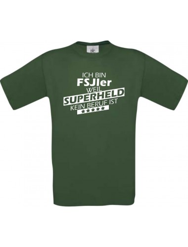 TOP Männer-Shirt Ich bin FSJler, weil Superheld kein Beruf ist, grün, Größe L