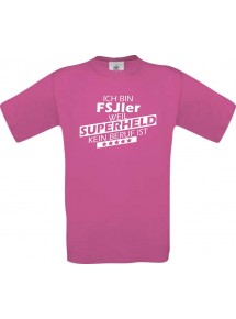TOP Männer-Shirt Ich bin FSJler, weil Superheld kein Beruf ist, pink, Größe L