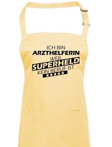 Kochschürze, Ich bin Arzthelferin, weil Superheld kein Beruf ist, Farbe lemon