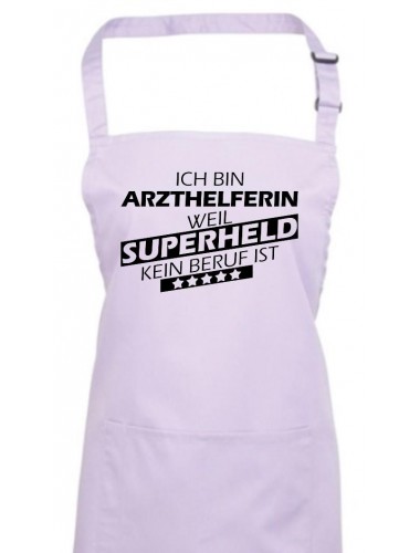 Kochschürze, Ich bin Arzthelferin, weil Superheld kein Beruf ist, Farbe lilac