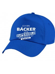 Basecap Original 5-Panel Cap, Ich bin Bäcker, weil Superheld kein Beruf ist, Farbe royal