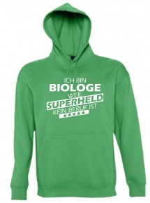 Kapuzen Sweatshirt  Ich bin Biologe, weil Superheld kein Beruf ist, kelly, Größe L