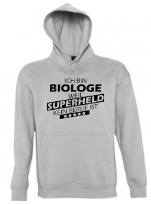 Kapuzen Sweatshirt  Ich bin Biologe, weil Superheld kein Beruf ist, sportsgrey, Größe L