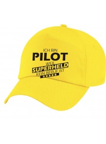 Basecap Original 5-Panel Cap, Ich bin Pilot, weil Superheld kein Beruf ist, Farbe gelb