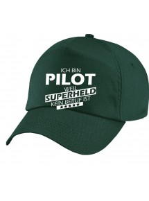 Basecap Original 5-Panel Cap, Ich bin Pilot, weil Superheld kein Beruf ist, Farbe gruen