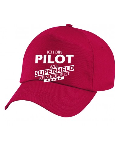 Basecap Original 5-Panel Cap, Ich bin Pilot, weil Superheld kein Beruf ist, Farbe rot