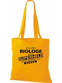 Stoffbeutel Ich bin Biologe, weil Superheld kein Beruf ist Farbe gelb