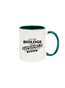 Kaffeepott Ich bin Biologe, weil Superheld kein Beruf ist, Farbe gruen