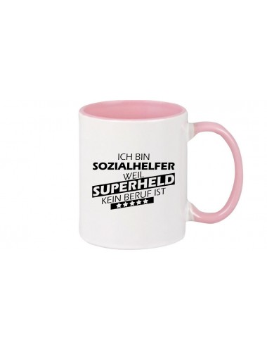 Kaffeepott Ich bin Sozialhelfer, weil Superheld kein Beruf ist, Farbe rosa