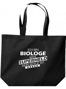 große Einkaufstasche, Ich bin Biologe, weil Superheld kein Beruf ist, Farbe schwarz