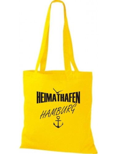 Stoffbeutell Heimathafen Hamburg  Farbe gelb