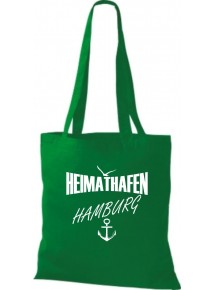 Stoffbeutell Heimathafen Hamburg  Farbe kelly