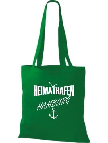 Stoffbeutell Heimathafen Hamburg  Farbe kelly