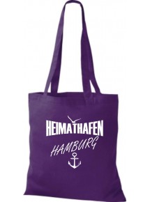 Stoffbeutell Heimathafen Hamburg  Farbe lila