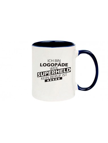 Kaffeepott Ich bin Logopäde, weil Superheld kein Beruf ist, Farbe blau