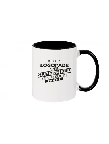 Kaffeepott Ich bin Logopäde, weil Superheld kein Beruf ist, Farbe schwarz