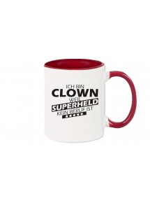 Kaffeepott Ich bin Clown, weil Superheld kein Beruf ist, Farbe burgundy