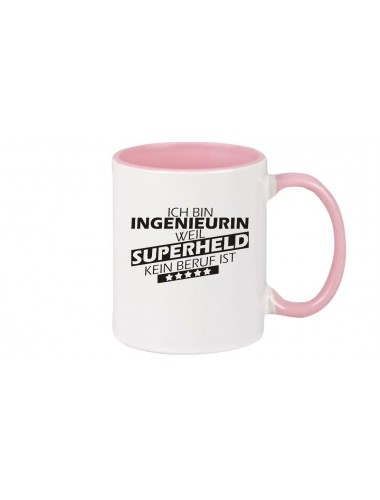 Kaffeepott Ich bin Ingenieurin, weil Superheld kein Beruf ist, Farbe rosa