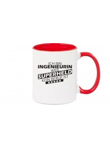 Kaffeepott Ich bin Ingenieurin, weil Superheld kein Beruf ist, Farbe rot