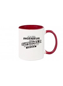 Kaffeepott Ich bin Ingenieur, weil Superheld kein Beruf ist, Farbe burgundy
