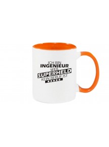 Kaffeepott Ich bin Ingenieur, weil Superheld kein Beruf ist, Farbe orange
