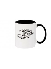 Kaffeepott Ich bin Ingenieur, weil Superheld kein Beruf ist, Farbe schwarz