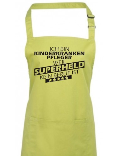 Kochschürze, Ich bin Kinderkrankenpfleger, weil Superheld kein Beruf ist, Farbe lime