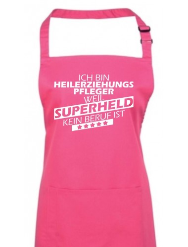 Kochschürze, Ich bin Heilerziehungspfleger, weil Superheld kein Beruf ist, Farbe hotpink