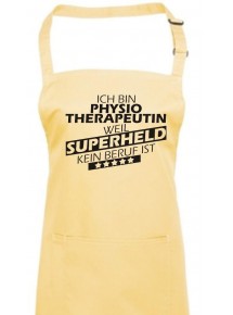 Kochschürze, Ich bin Physiotherapeutin, weil Superheld kein Beruf ist, Farbe lemon