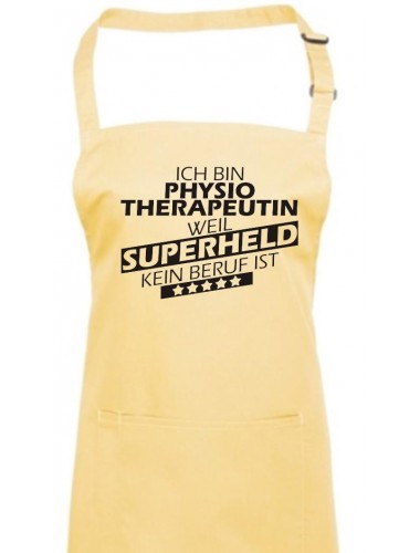 Kochschürze, Ich bin Physiotherapeutin, weil Superheld kein Beruf ist, Farbe lemon