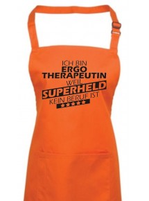 Kochschürze, Ich bin Ergotherapeutin, weil Superheld kein Beruf ist, Farbe orange