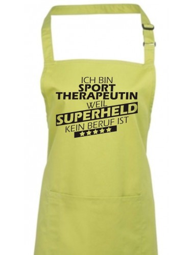 Kochschürze, Ich bin Sporttherapeutin, weil Superheld kein Beruf ist, Farbe lime