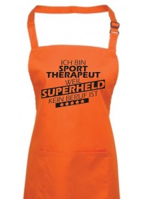 Kochschürze, Ich bin Sporttherapeut, weil Superheld kein Beruf ist, Farbe orange