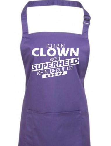 Kochschürze, Ich bin Clown, weil Superheld kein Beruf ist, Farbe purple