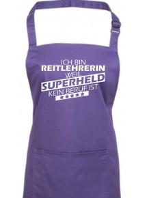 Kochschürze, Ich bin Reitlehrerin, weil Superheld kein Beruf ist, Farbe purple