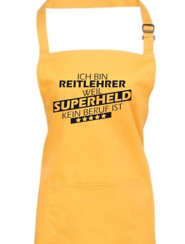 Kochschürze, Ich bin Reitlehrer, weil Superheld kein Beruf ist, Farbe sunflower